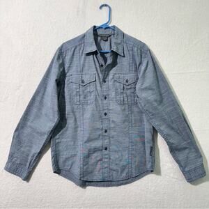 Exofficio Blue & White Striped Button-Up Shirt Technical Travel Top Men’s Medium